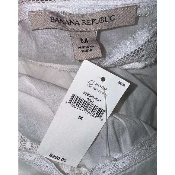 NWT Selene embroidered white maxi dress Banana Republic peaseant size medium - Picture 12 of 16